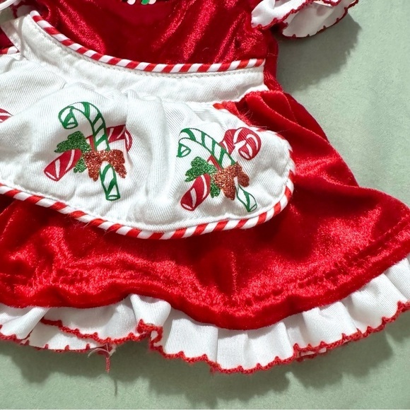 Build A Bear BAB Outfit Red Velvet Christmas Dress Apron & Candy Cane Mrs. Claus - Picture 4 of 7